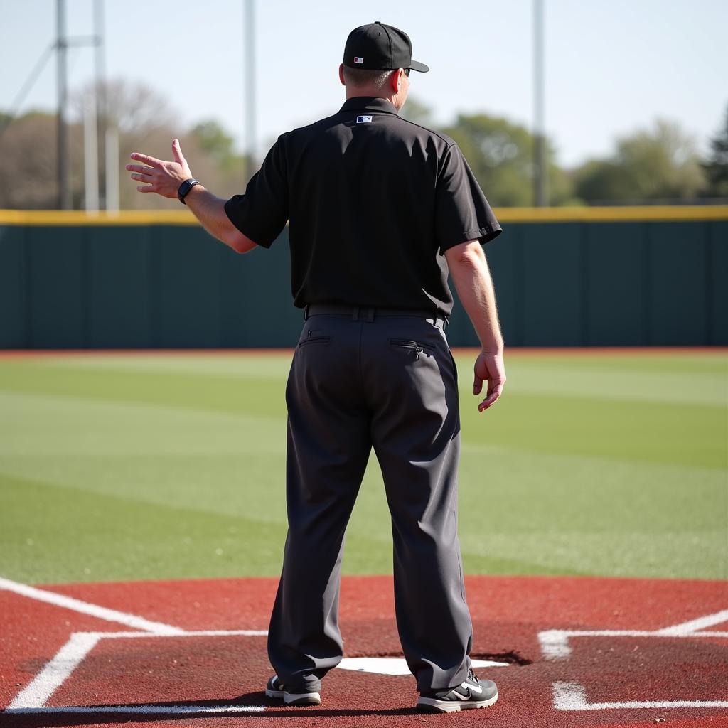 Umpire Signaling a Strike in a 12u Baseball Game