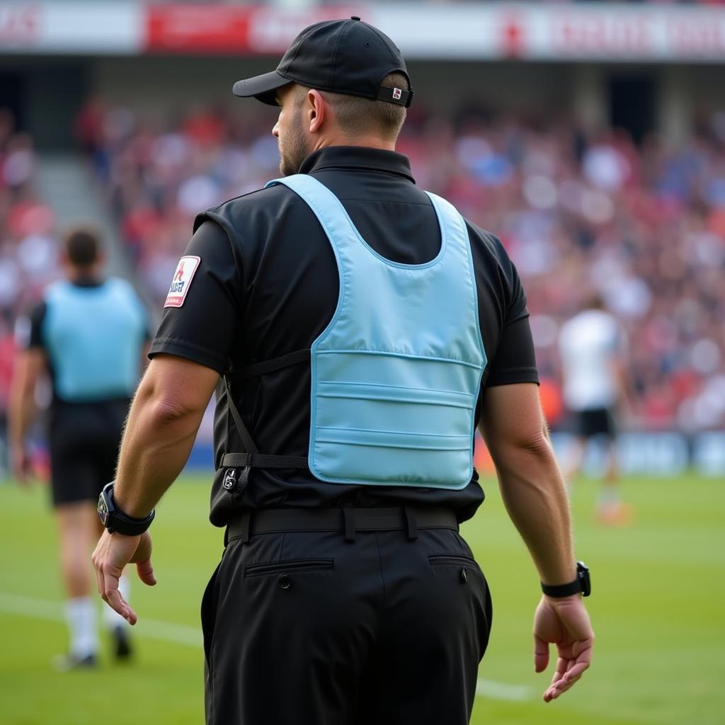 Umpire Wearing Cooling Vest During a Football Match