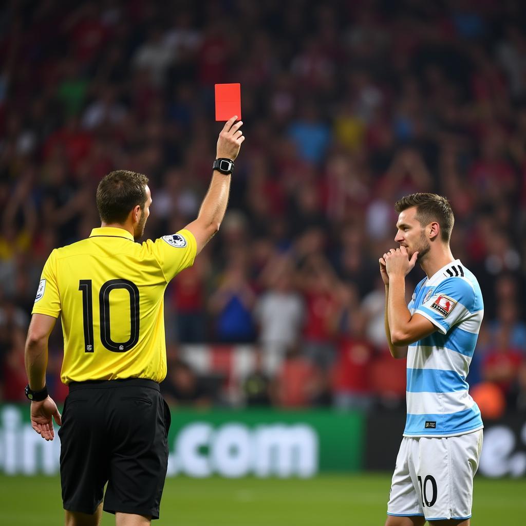 Umpire Showing Red Card Using Scorecard Holder