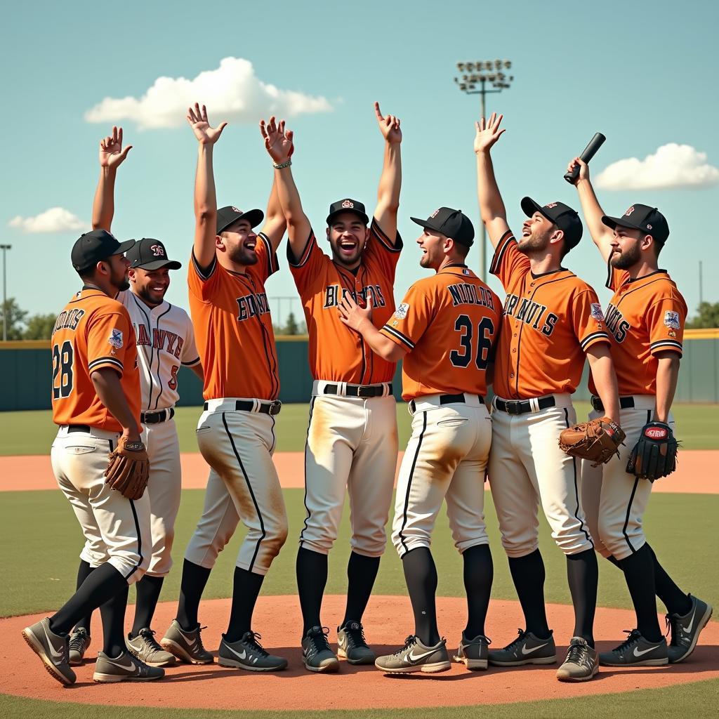 Underdog Baseball Team Celebrating