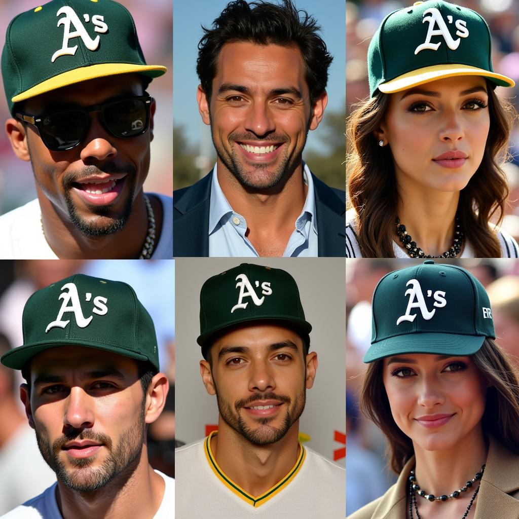 Celebrities sporting the upside down A's hat