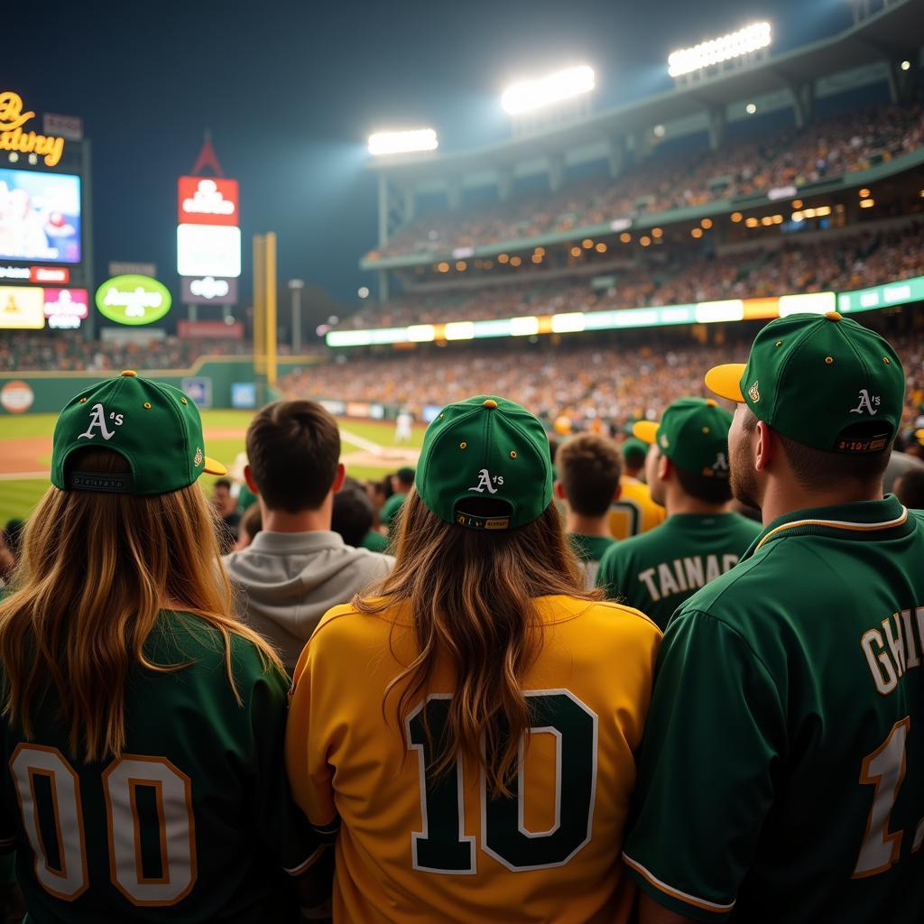 Oakland A's fans wearing upside down hats