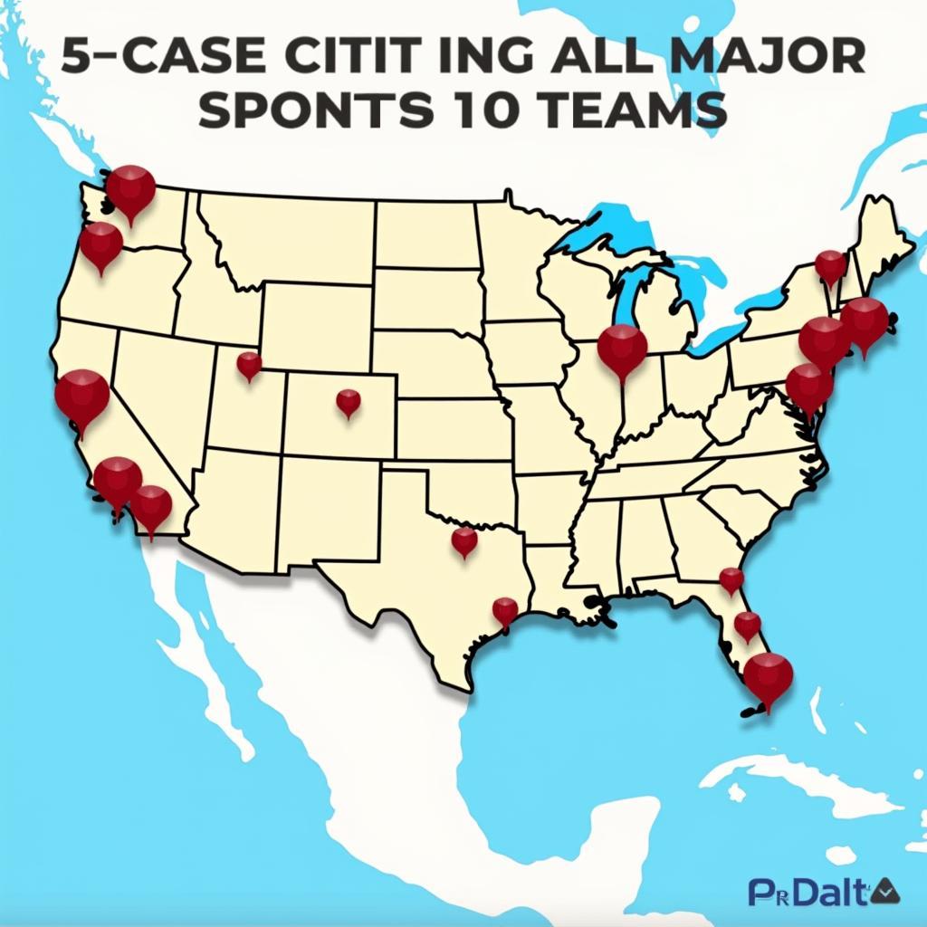 Map of Cities with 5 Major Sports Teams