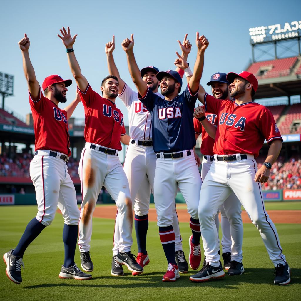 USA celebrating a victory during the amateur era