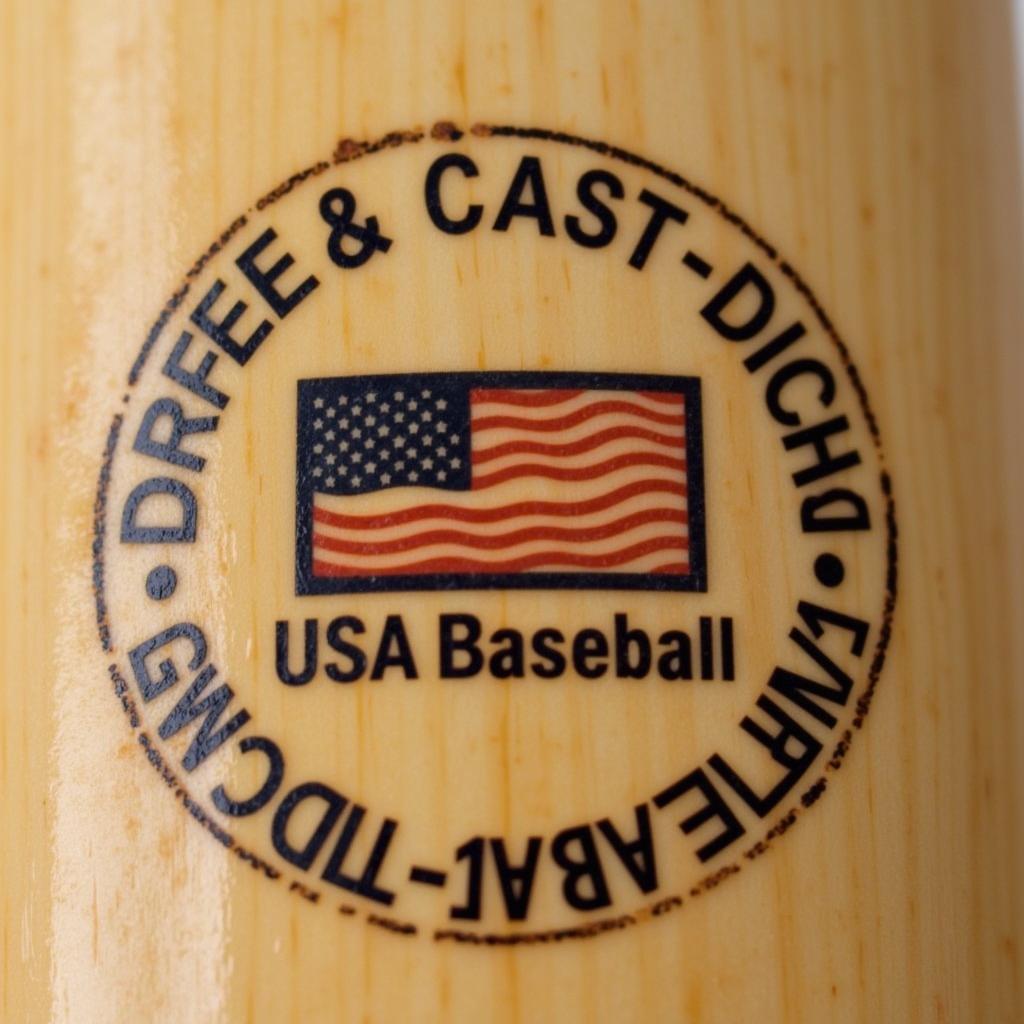 Close-up of USA Baseball Bat Certification