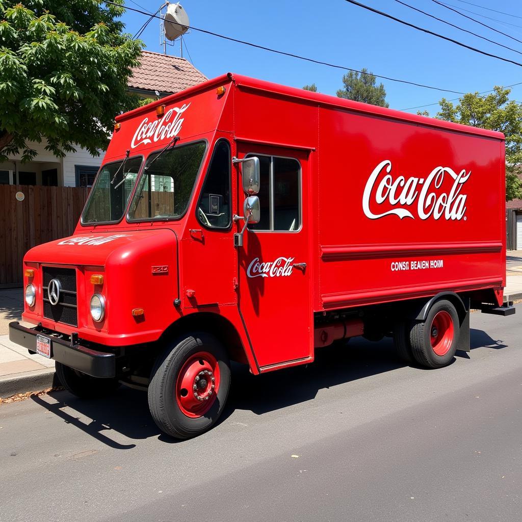 Classic red Coca Cola delivery truck