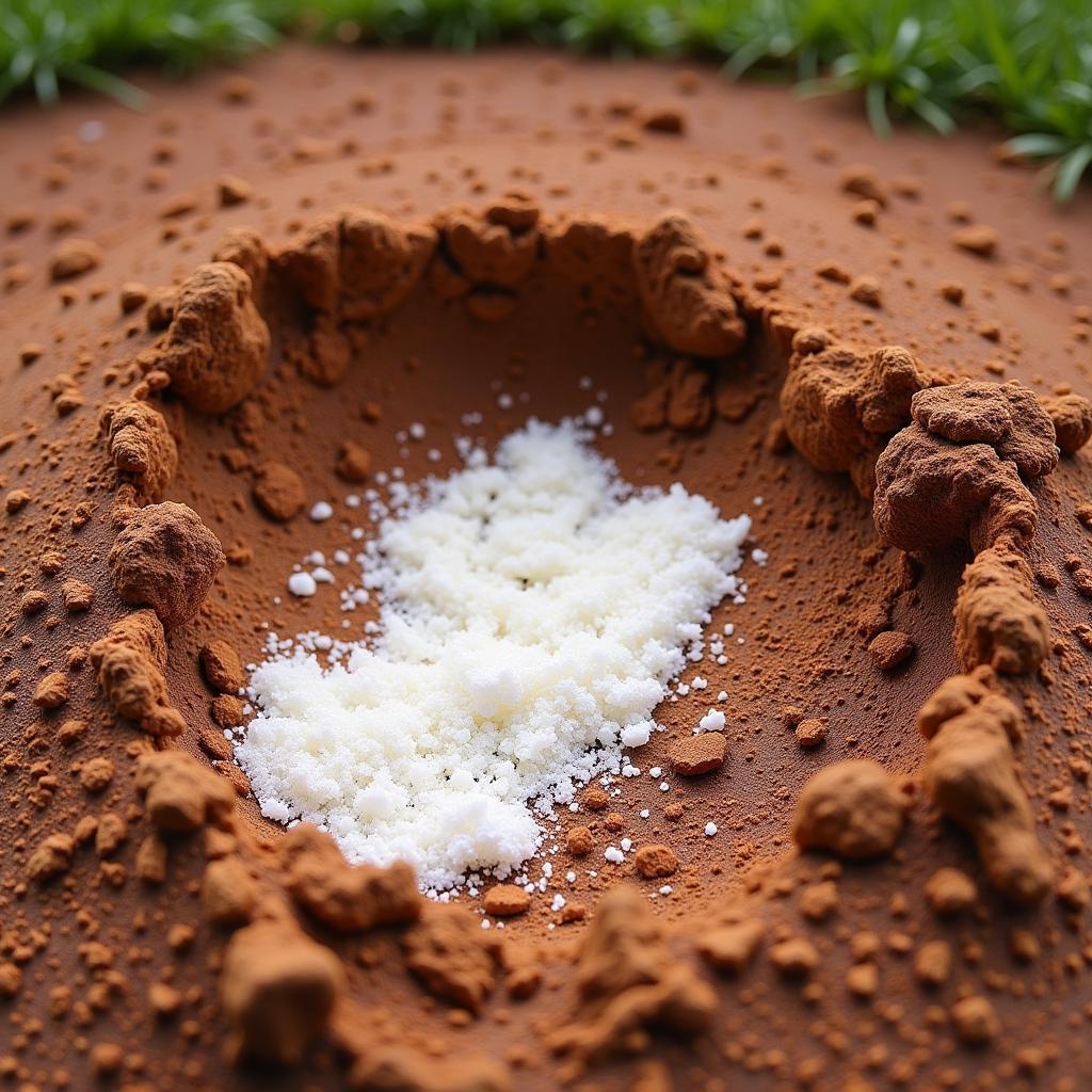 Close-up view of a used pitching mound