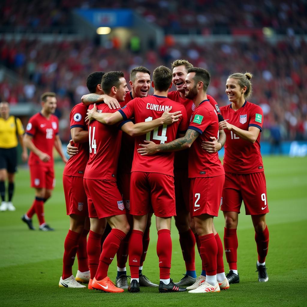 USMNT Celebrating Victory