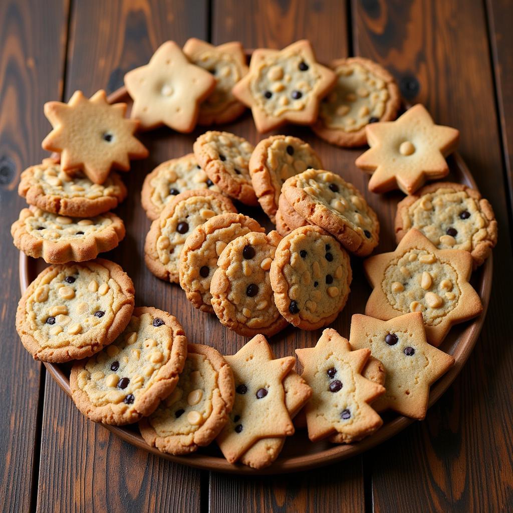 A colorful display of various cookies