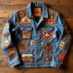 Assorted Western Patches on a Wooden Table