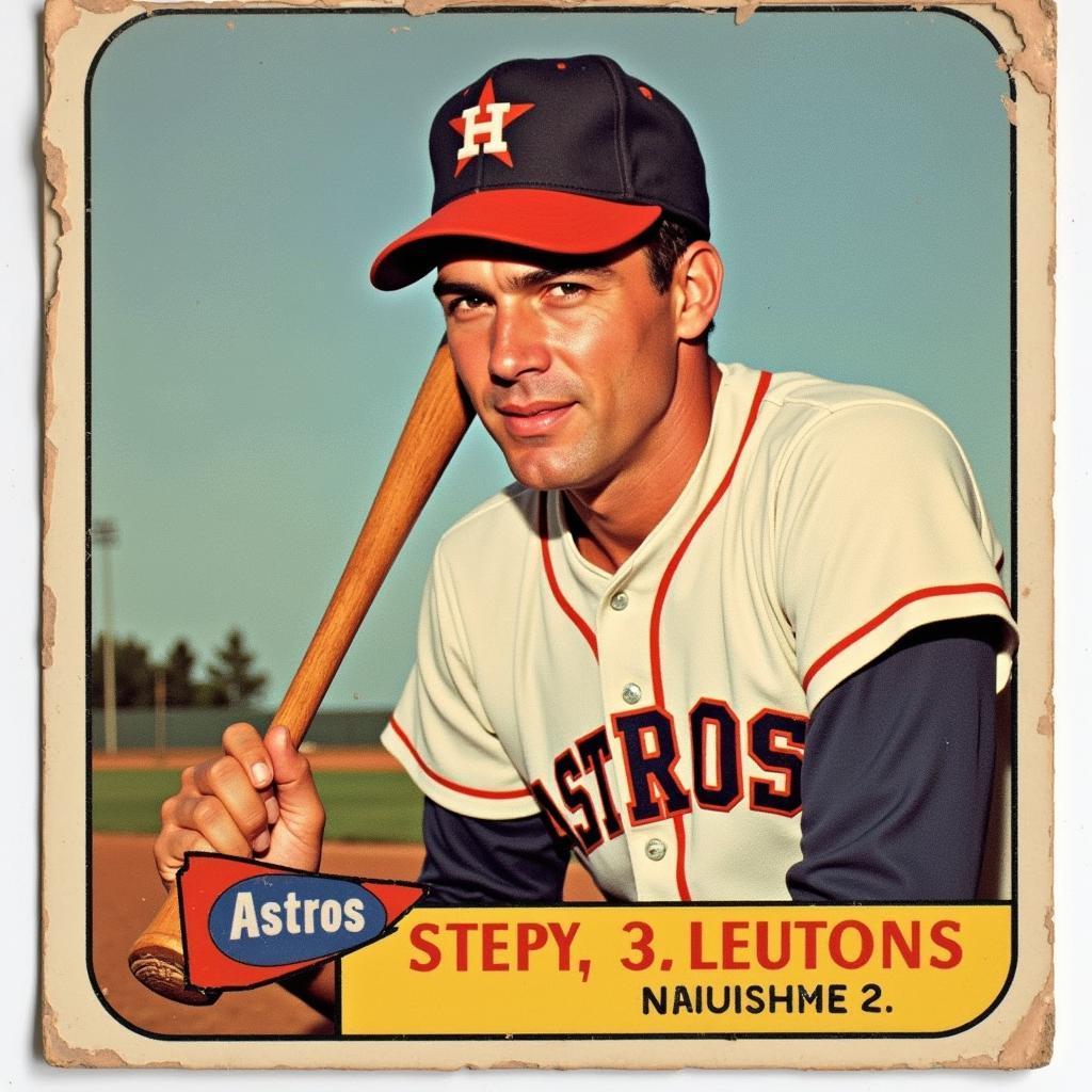 A close-up of a vintage Astros playing card