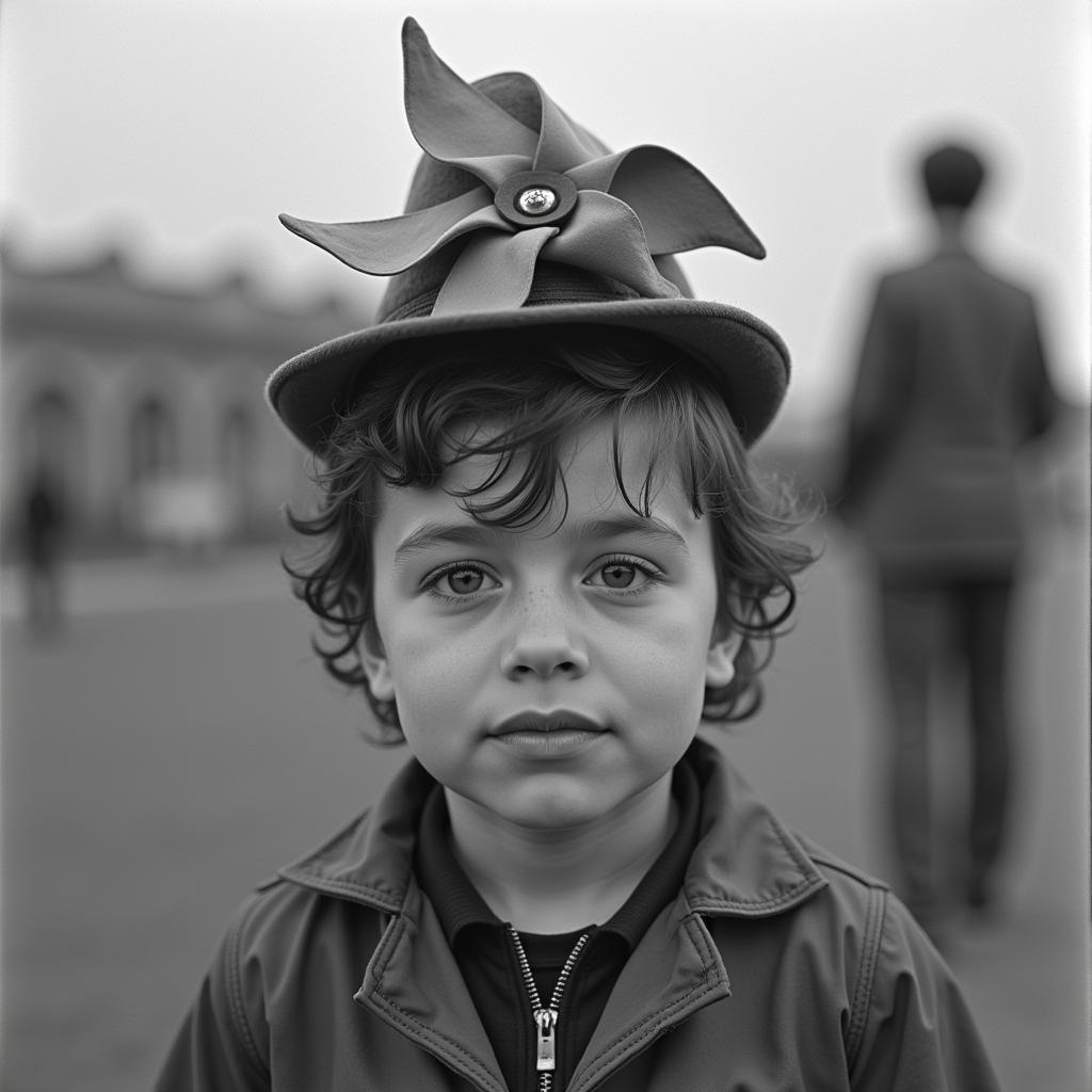 Vintage photograph of a Besiktas fan with a pinwheel hat