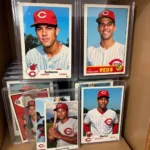 Vintage Cincinnati Reds Baseball Cards in Display Cases