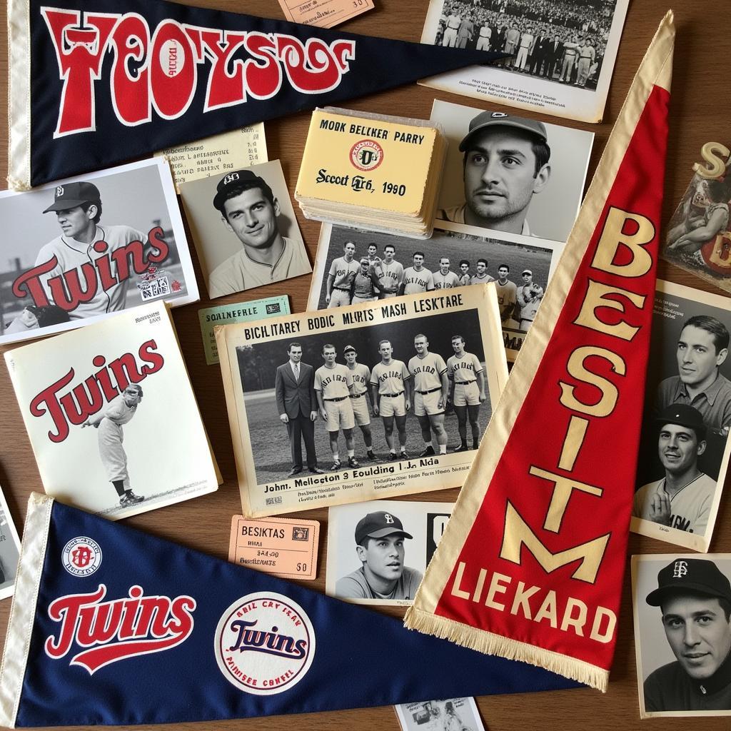 Collection of vintage Mn Twins and Besiktas memorabilia