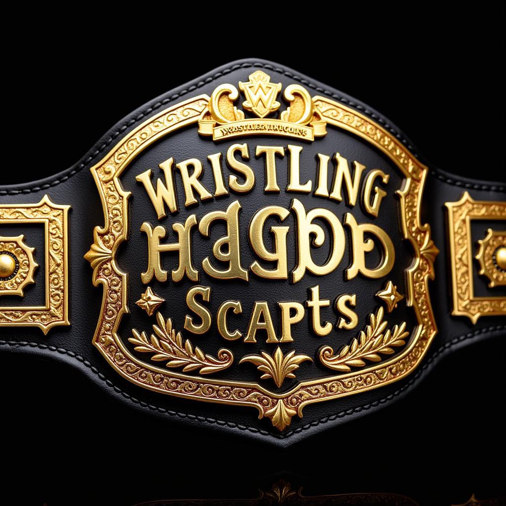 A close-up of a classic wrestling championship belt