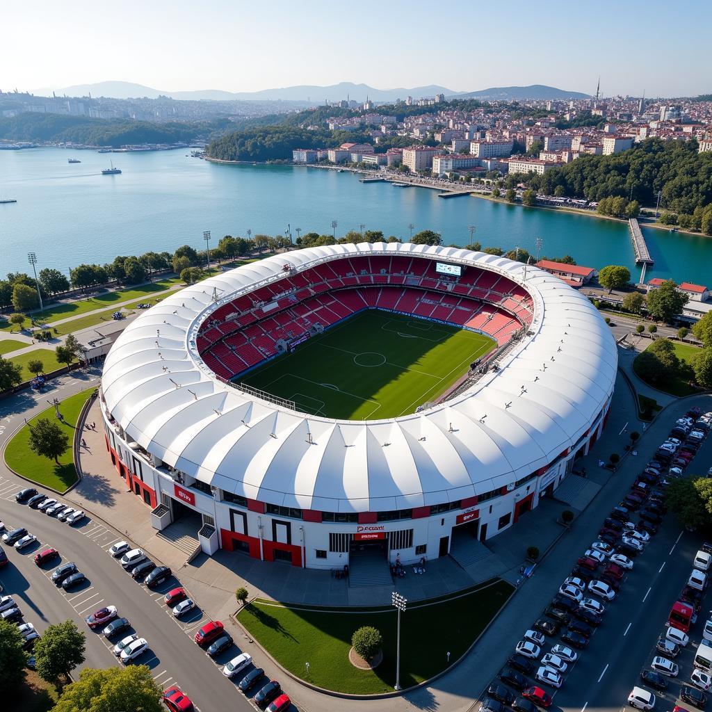 Aerial View of Vodafone Park with Parking Lots