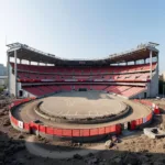 Vodafone Park under construction, showcasing the distinct Kirk Corner Notched