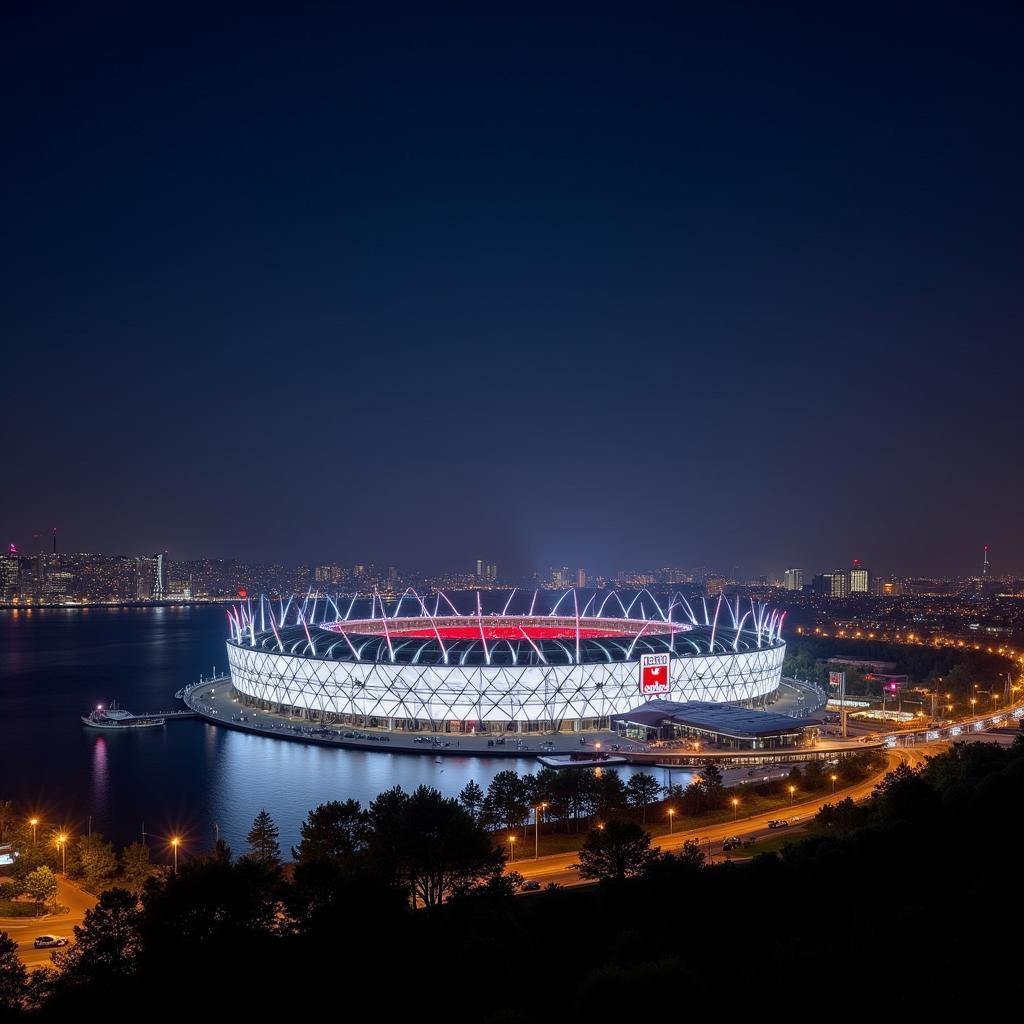 Vodafone Park's Striking Exterior Illuminated at Night