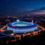 Vodafone Park exterior view at night