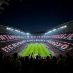 Vodafone Park illuminated with the La Chron gesture