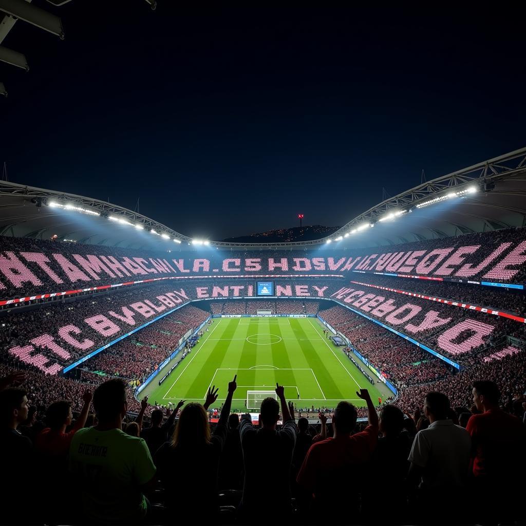 Vodafone Park illuminated with the La Chron gesture