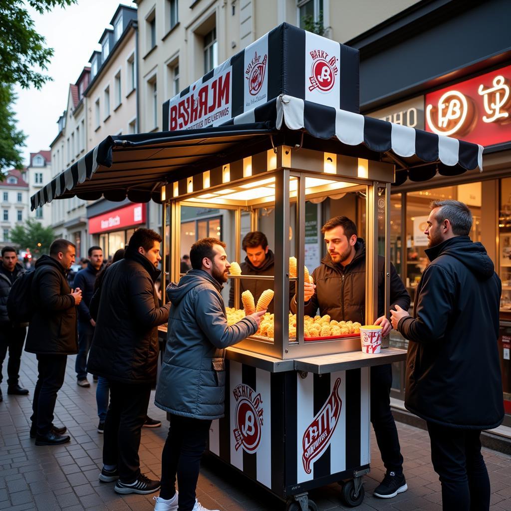 Waffle cone stand bustling with customers in Istanbul