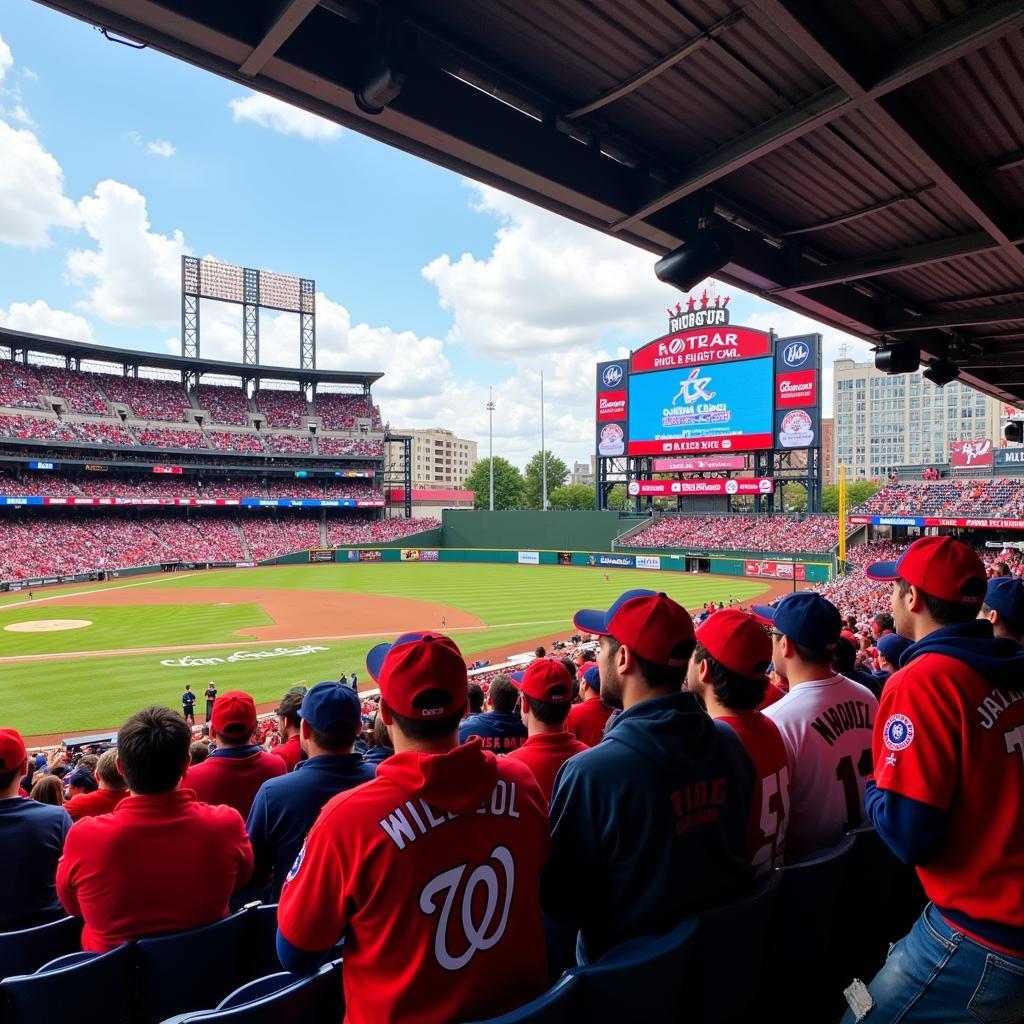 Washington Nationals fans cheering at Nationals Park