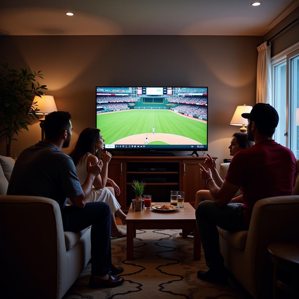 Friends Watching an MLB Game