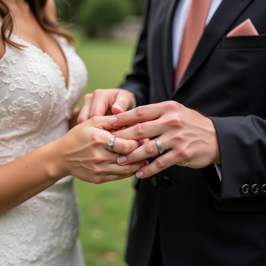 Exchanging weed wedding rings during a ceremony