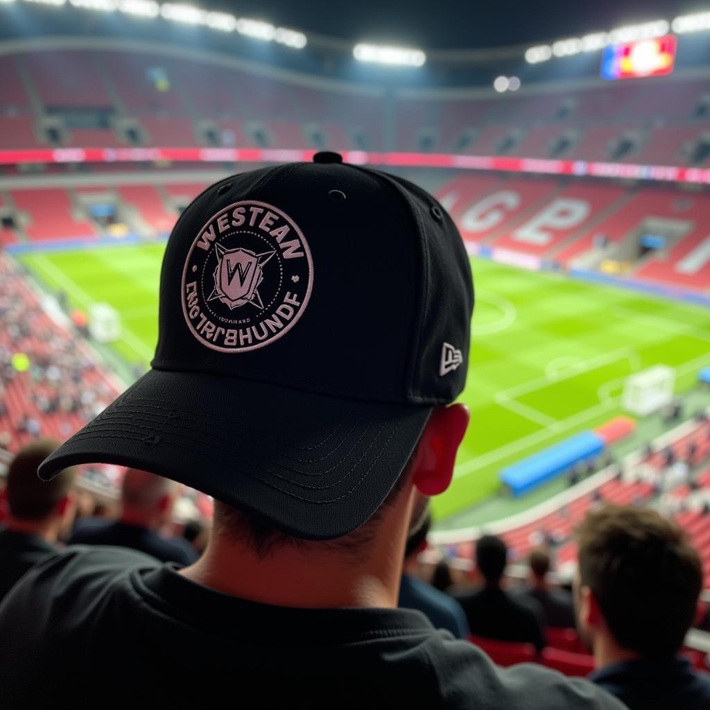 Besiktas fan wearing a Western Equipment Woodward cap at Vodafone Park