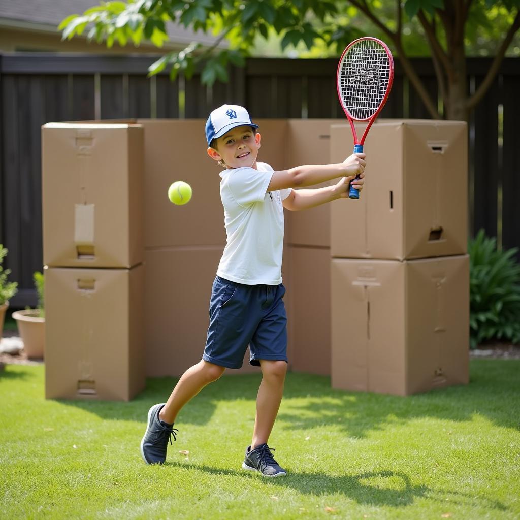 A young batter swings at a pitch in a wheel play game