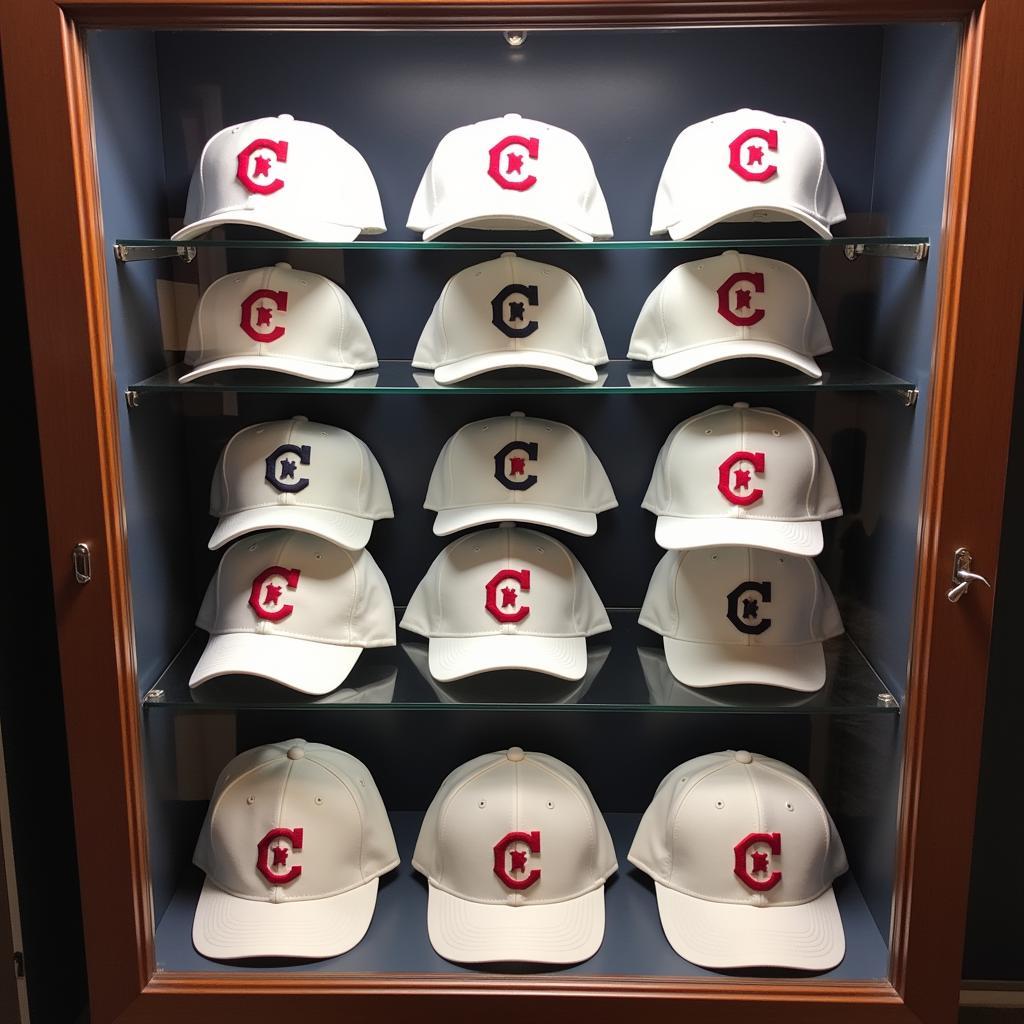 White Cleveland Indians Hat Display Case