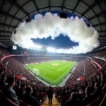 Besiktas fans creating a "white craw" wave in the stadium