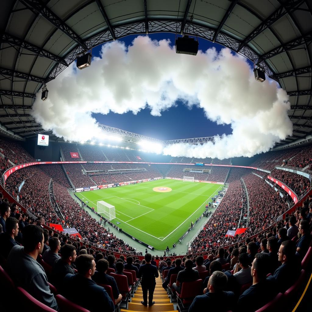 Besiktas fans creating a "white craw" wave in the stadium