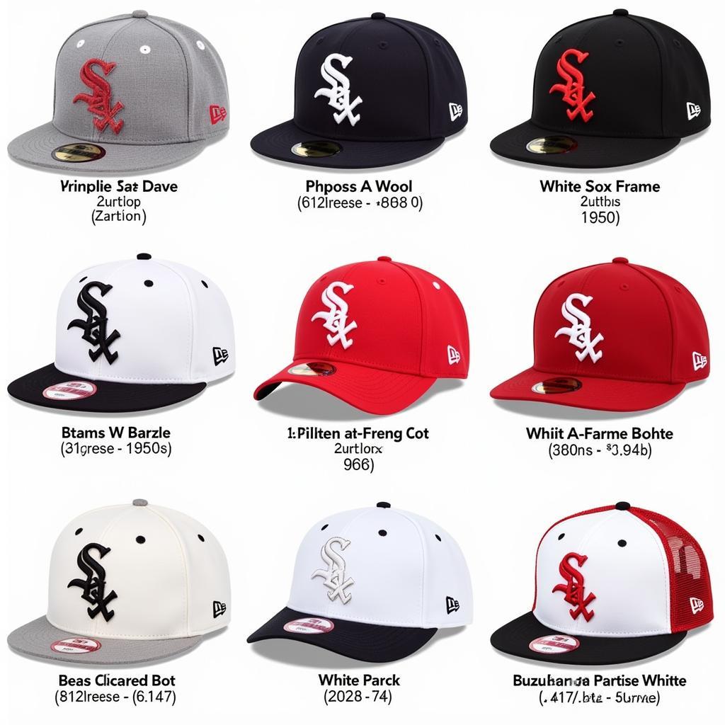 A collection of White Sox A-frame hats in various styles