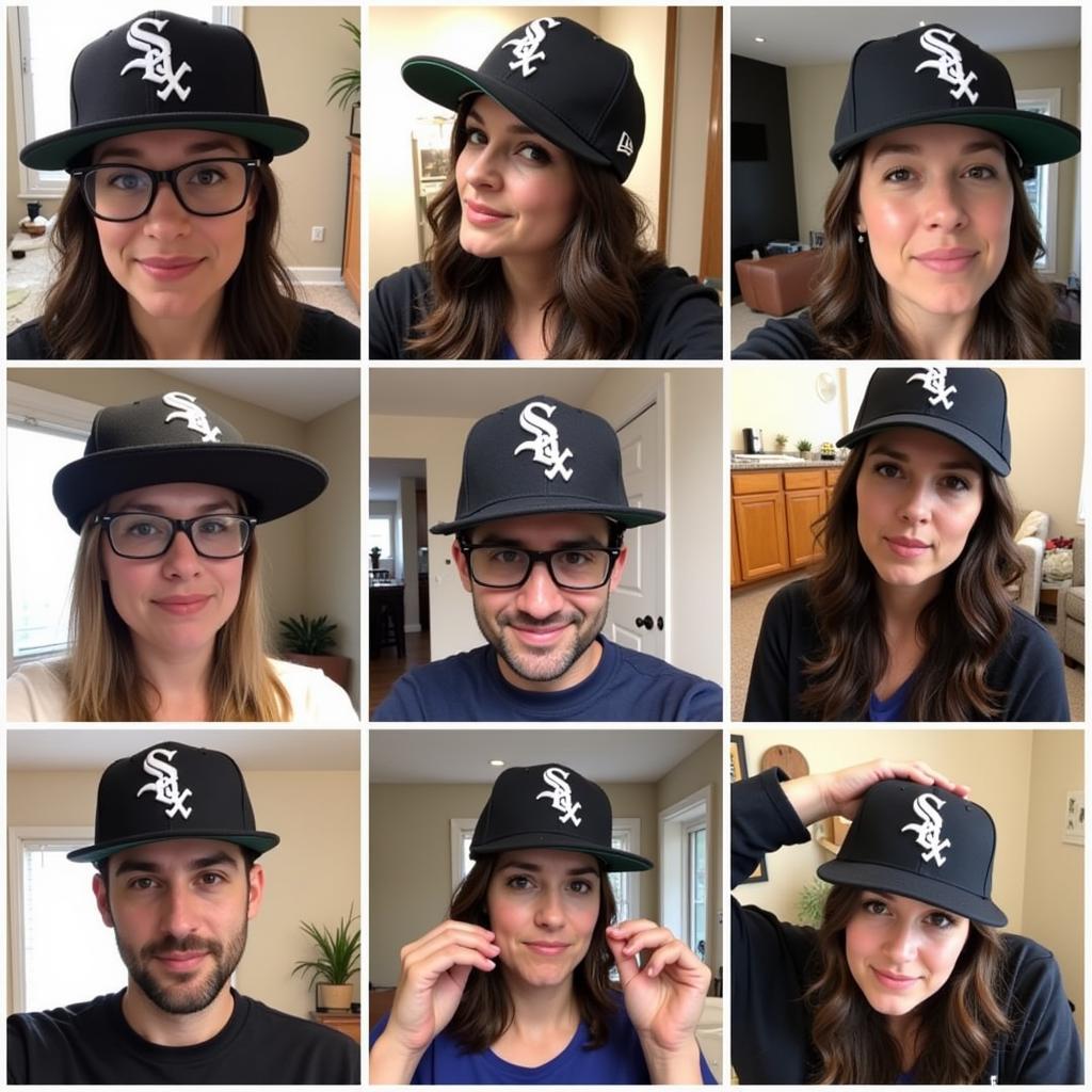 Fans sporting White Sox A-frame hats in diverse styles