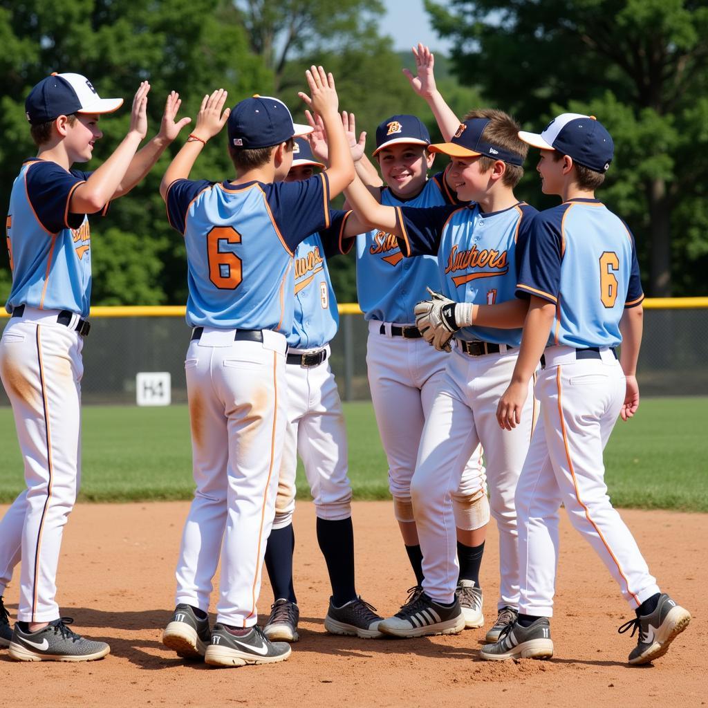 Team Celebrating a Win at a Wisconsin Dells Baseball Tournament