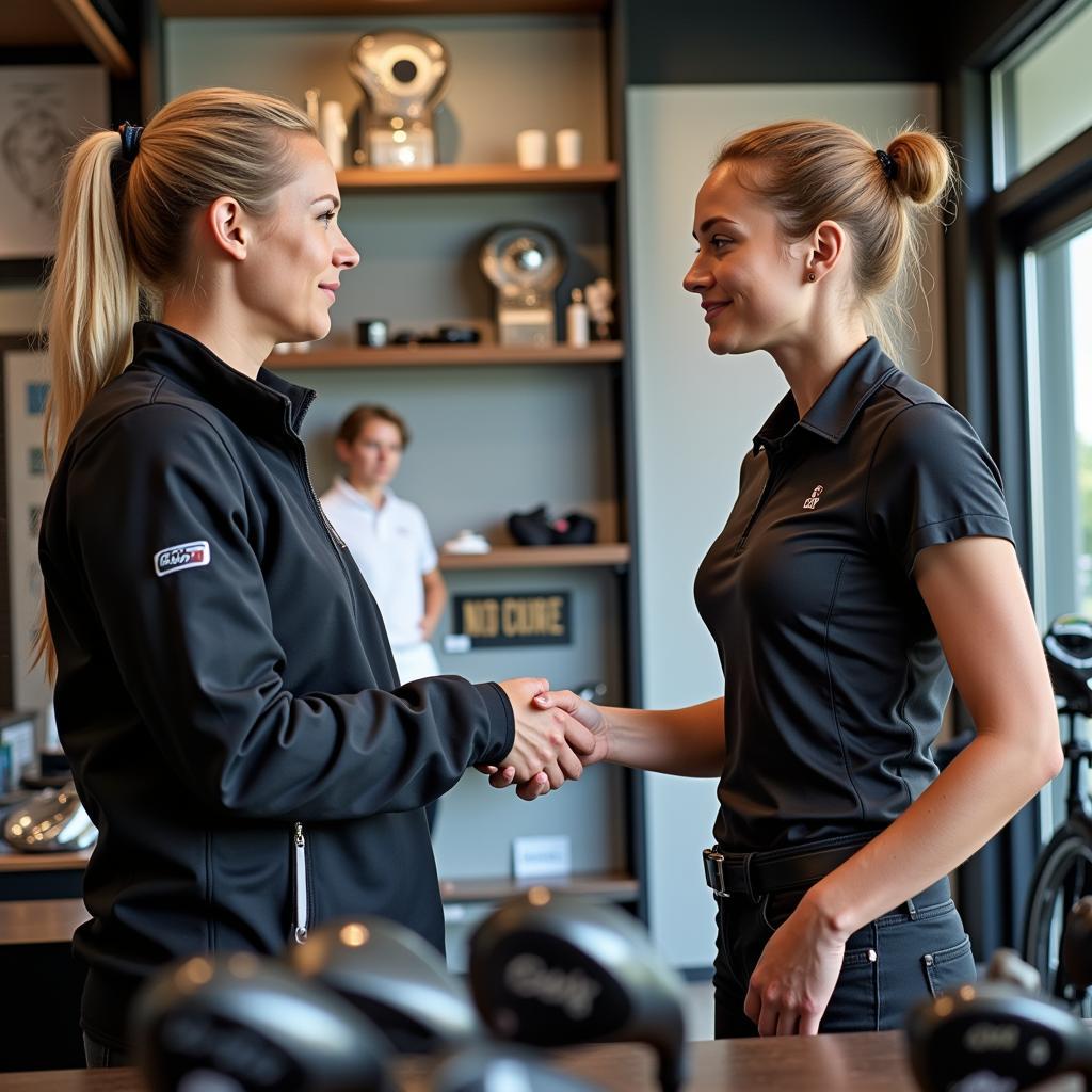 Woman Golfer Selecting Clubs