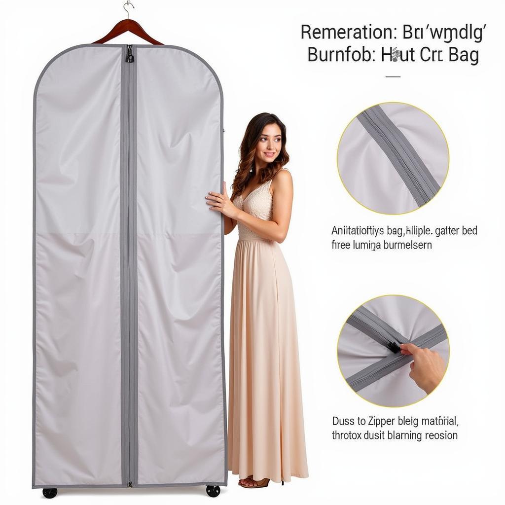 Woman Carefully Hanging a Dress in a Breathable Garment Bag