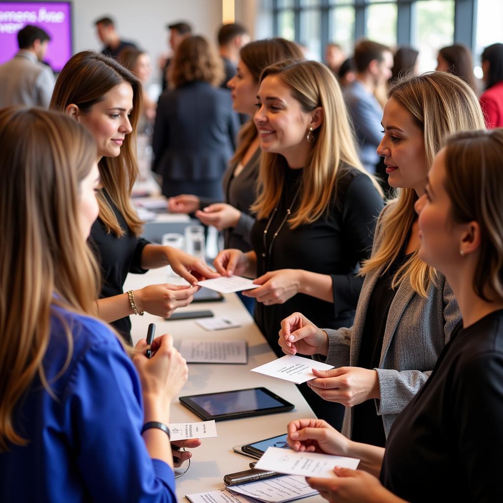 Women connecting at the expo