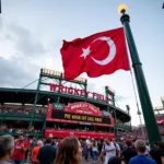 Wrigley Field with a Besiktas Flag