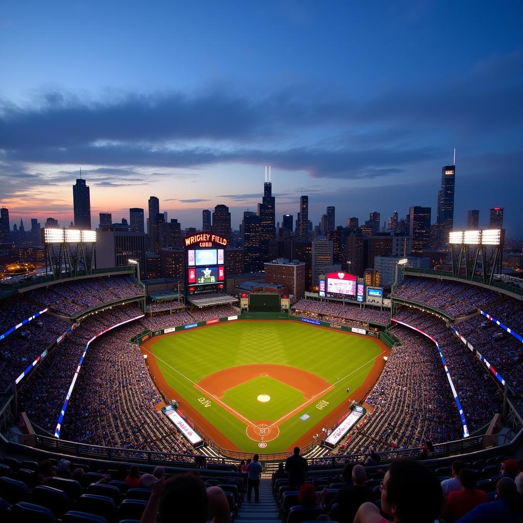 Wrigley Field with the Chicago Skyline