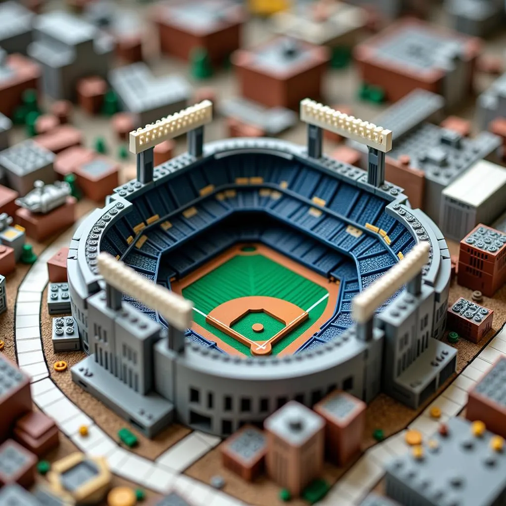 Yankee Stadium Lego set during construction