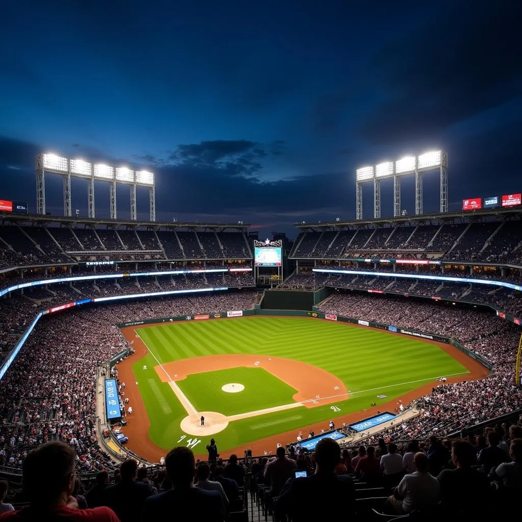 Yankee Stadium Night Game Packed Stands