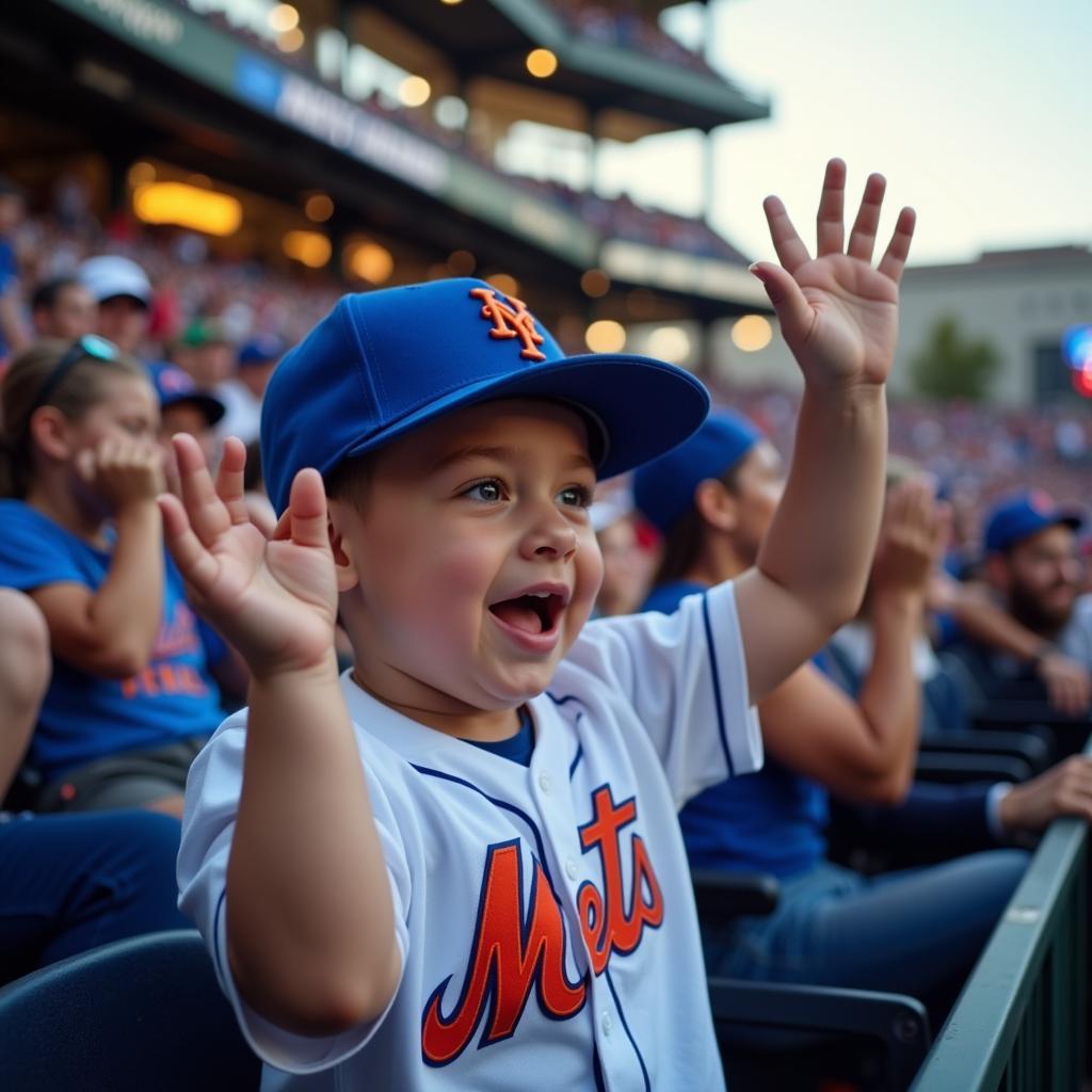 Young Baseball Fan Cheering