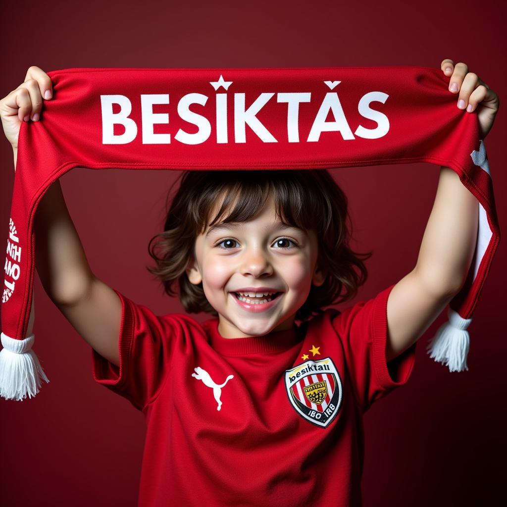  Young Fan with Beşiktaş Scarf 