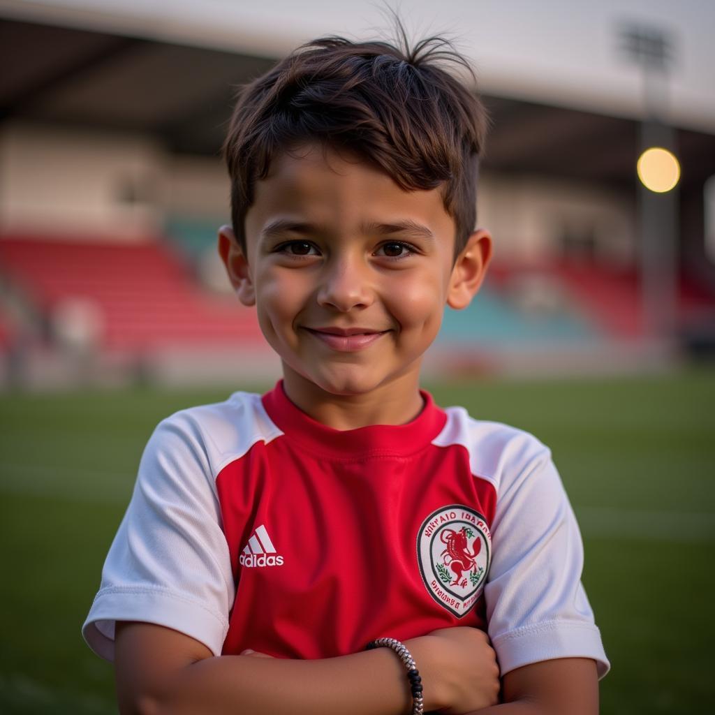 A young Beşiktaş fan proudly sporting a Shota Imanaga shirt.