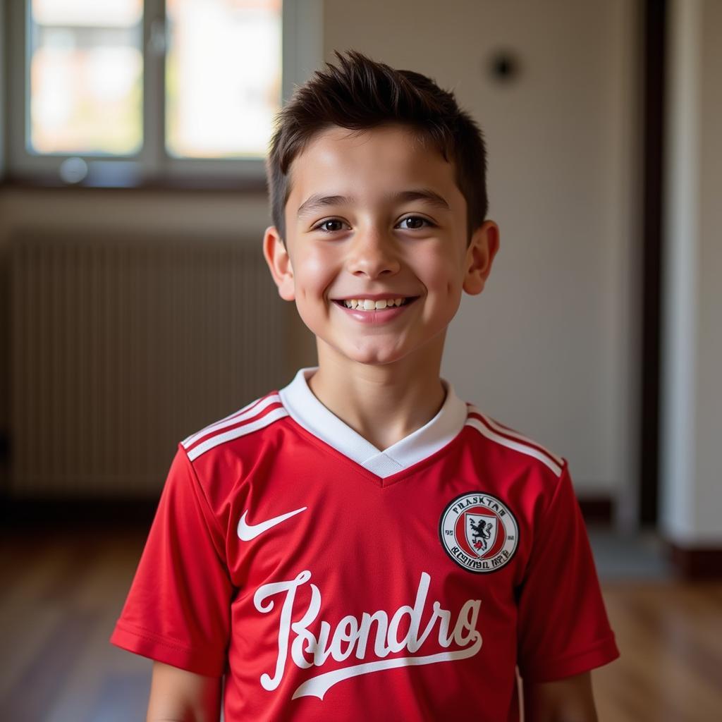 A young fan proudly displaying his Joe Ryan shirt