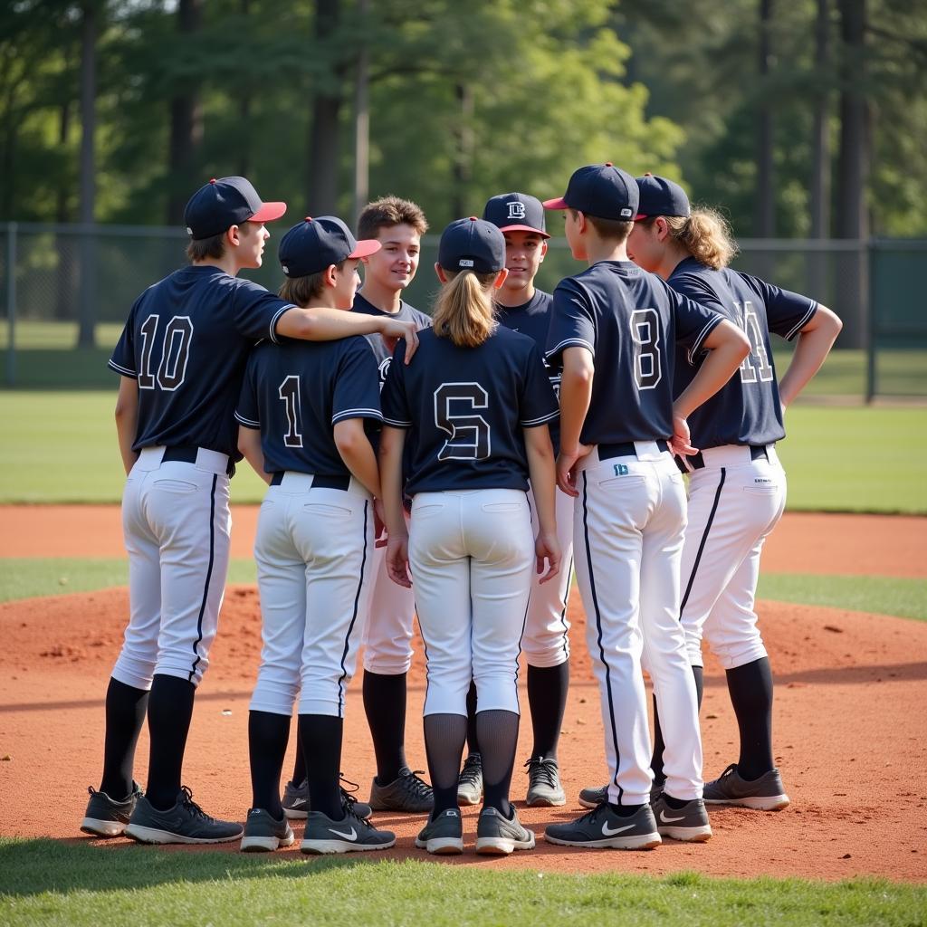 Youth Baseball Team Huddling