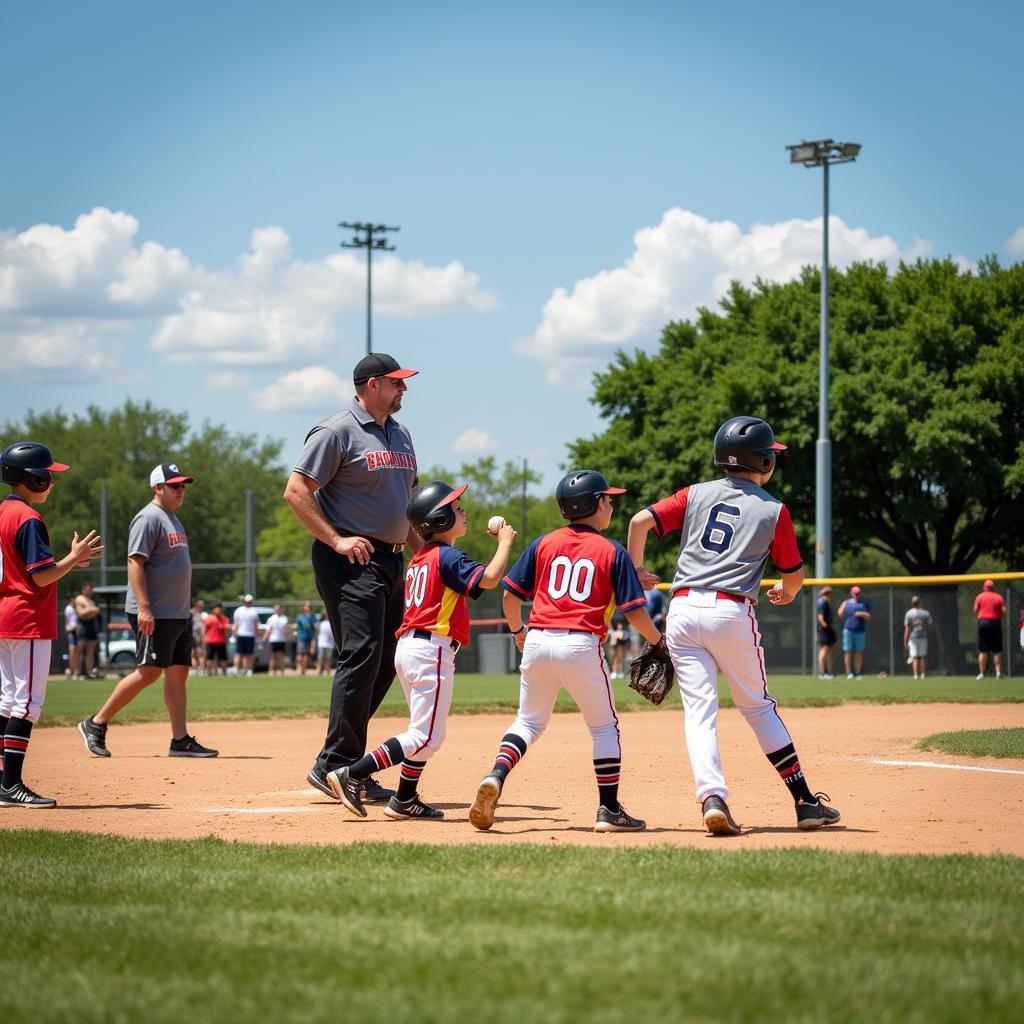 Youth baseball game in full swing at a San Antonio field